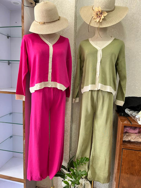 Casual Color Contrasts Cardigan Co-Ord set